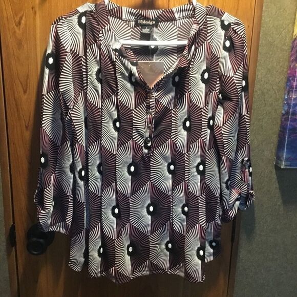 NWT BY Design Brand 3/4 Sleeve Blouse Sz Small - Picture 2 of 8